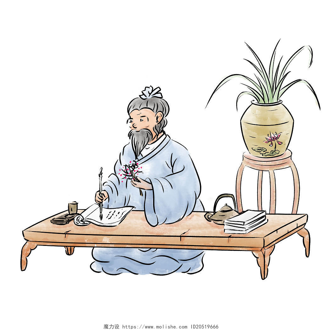 卡通或古风古代中医行医录元素装饰宣传png